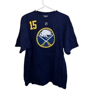 Reebok Blue and Yellow Buffalo Sabres Eichel Tshirt XL